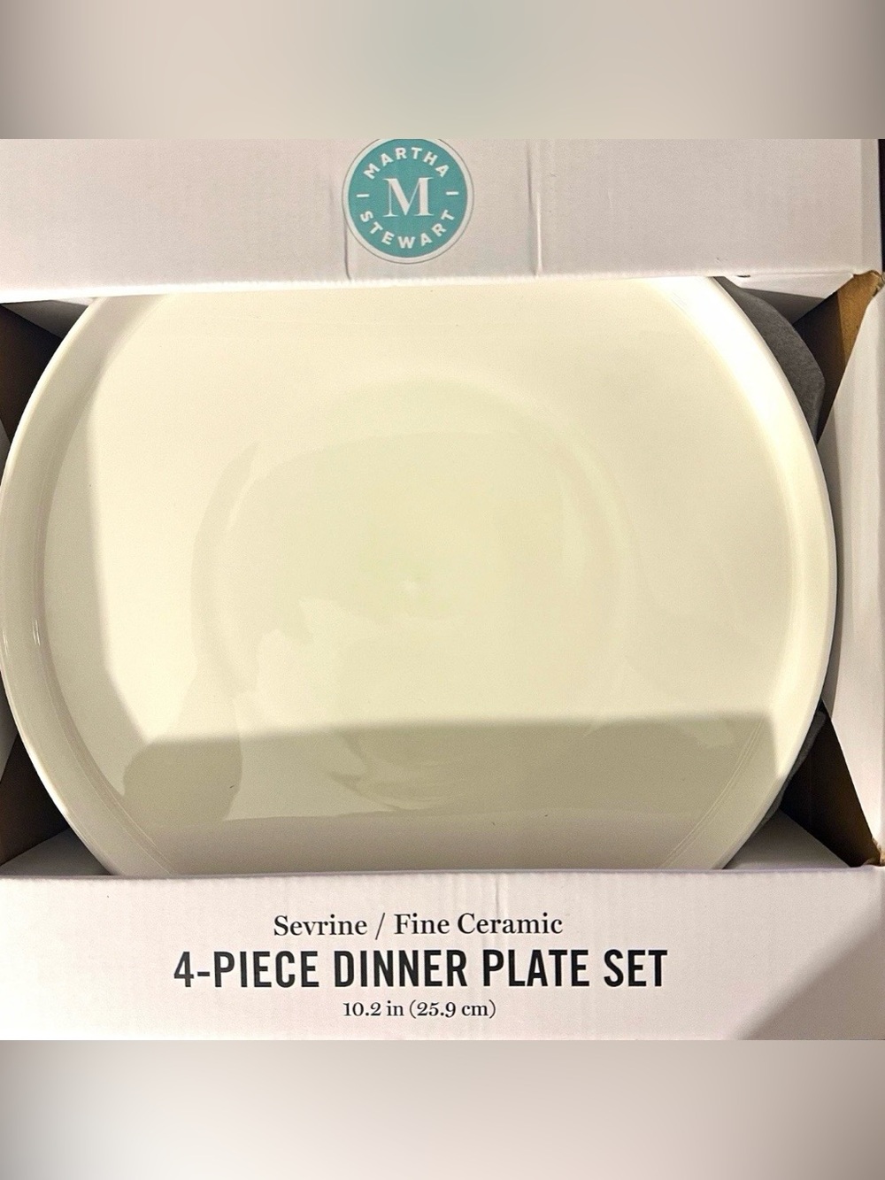 Martha Stewart Cream Fine Ceramic Dinner Plates - 4-Piece Set